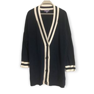 Laura Scott Varsity Navy and White Cardigan Sweater xl